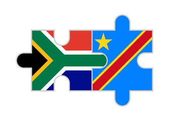 puzzle pieces of south africa and dr congo flags. vector illustration isolated on white background