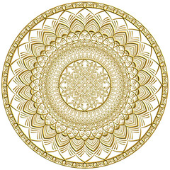 マンダラアート(幾何学模様、金細工風、花)