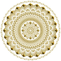 マンダラアート(金彫刻風、花、幾何学模様)