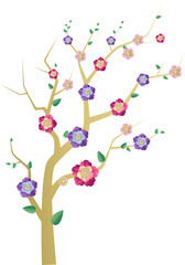 Flowering trees paper cut stlye