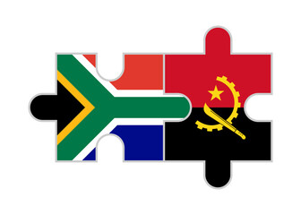 puzzle pieces of south africa and angola flags. vector illustration isolated on white background