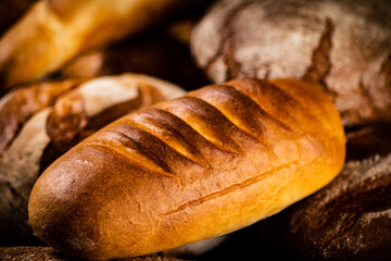 Different types of bread. Macro background.