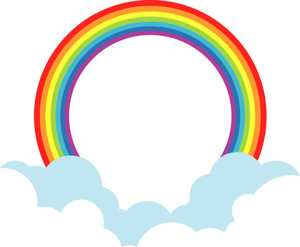 Rainbow with clouds colorful isolated illustration