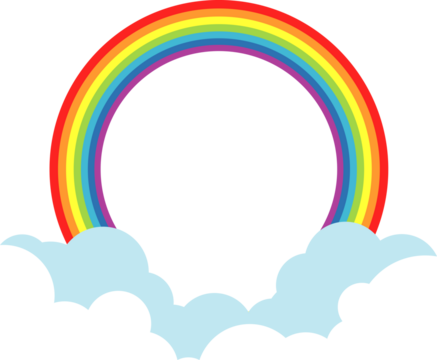 Rainbow with clouds colorful isolated illustration