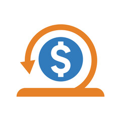 Refund, money back icon.  Editable vector isolated on a white background.