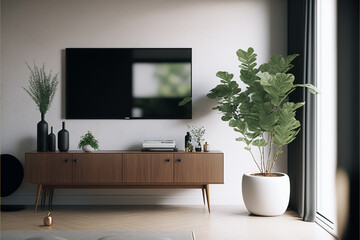 minimalist design living room japan style. Generative AI
