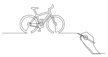 continuous line drawing vector illustration with FULLY EDITABLE STROKE of business concept sketch of bicycle