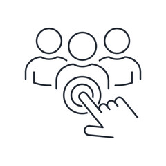 Connecting the team to problem solving. Vector linear icon isolated on white background