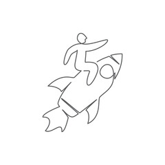 Startup concept One line drawing on white background