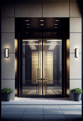 Entrance door luxury of business office building, Hotel lobby or apartment