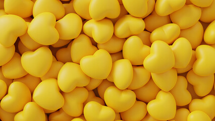 Pile of yellow hearts.Happy valentine day concept.