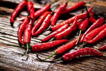 Chili peppers on the table. 