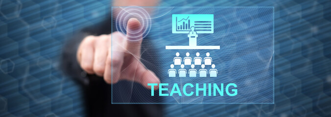 Man touching a teaching concept