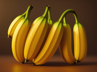 Closeup of a bundle of bananas. Generative AI
