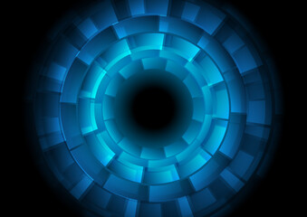 Futuristic technology dark blue abstract background with geometric round shapes. Vector design
