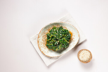 Korean food - Sigeumchi Namul is an easy Korean Side Dish or Banchan made with spinach.