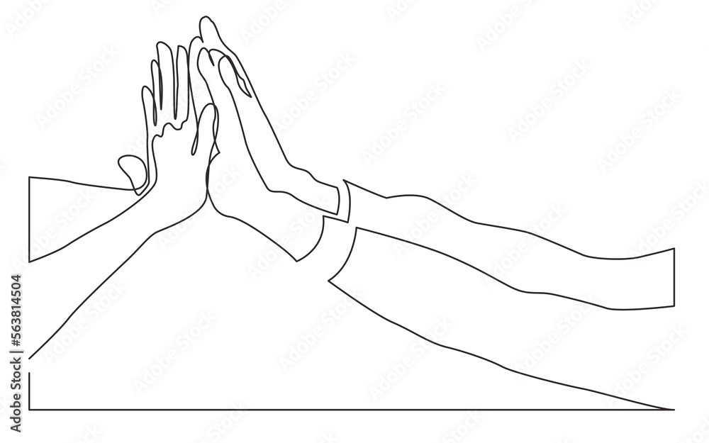 Canvas Prints continuous line drawing vector illustration with fully editable stroke of people team hands giving h