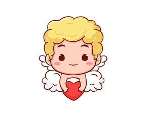 Cute Adorable Cupid cartoon character. Amur babies, little angels or god eros. Valentines day concept design. Adorable angel in love. Kawaii chibi vector character. Isolated white background.