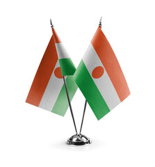 Small national flags of the Niger on a white background