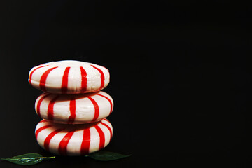 Fresh peppermint candy stacked hard candy