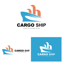 Cargo Ship Logo, Fast Cargo Ship Vector, Sailboat, Design For Ship Manufacturing Company, Waterway Sailing, Marine Vehicles, Transport, Logistics