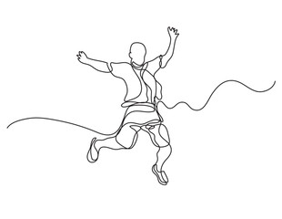 continuous line drawing vector illustration with FULLY EDITABLE STROKE of running man