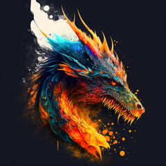 fire and flames, dragon, zodiac animal set, Chinese zodiac, Astrological signs, abstract horoscope. Chinese new year animals, dragon by Generative AI