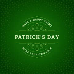 St Patrick's Day curved classic vintage greeting card typographic template vector illustration