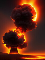 Nuclear Bomb Explosion - Mushroom Cloud. Generative AI