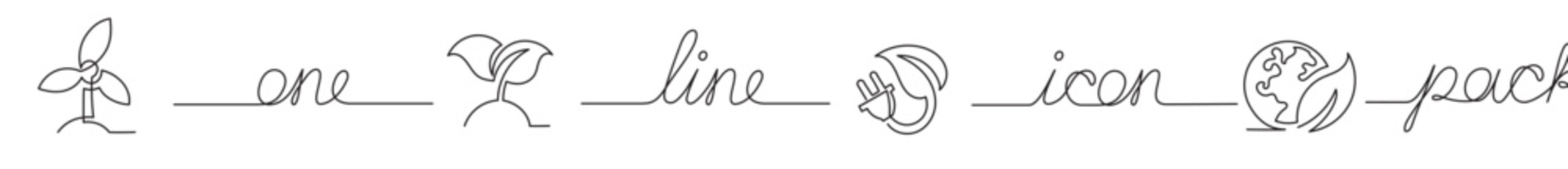 continuous line drawing vector illustration with FULLY EDITABLE STROKE of icon pack of renewable energy