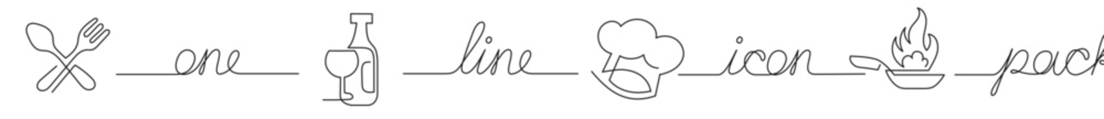 continuous line drawing vector illustration with FULLY EDITABLE STROKE of icon pack of restaurant kitchen