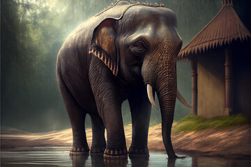 Fototapeta na wymiar Thai Elephant Day March 13 ai generated art