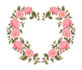 Vintage Tropical Rose, Peony Flower Bunch, Wreath and Frame Vector Illustration Clipart Arrangement for Wedding Invitation, Greeting Card Decoration, Aesthetic Nature Crafts, Art and Creative Projects