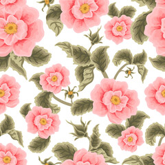 Vintage Tropical Rose, Peony Flower Bunch Vector Seamless Pattern Illustration for Fabric, Textile, Gift Wrapping Paper, Wedding Invitation, Greeting Card, Crafts, Art and Creative Projects