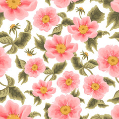 Vintage Tropical Rose, Peony Flower Bunch Vector Seamless Pattern Illustration for Fabric, Textile, Gift Wrapping Paper, Wedding Invitation, Greeting Card, Crafts, Art and Creative Projects