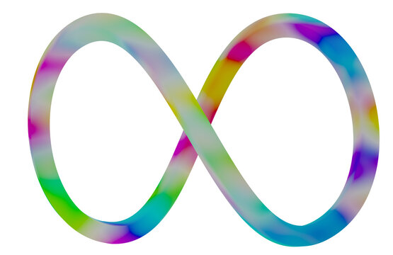 Rainbow infinity symbol with black screen (3D Rendering)