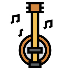 banjo filled outline icon style