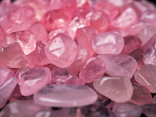 Macro shoot of tumbled rose quartz crystal