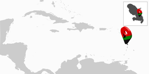 Location Map Martinique on map Central America. 3d Martinique flag map marker location pin. High quality map of Martinique. Antilles. Central America. France. EPS10.Основные RGB