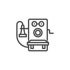 Wall mounted vintage telephone line icon