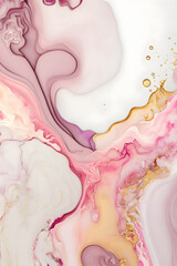 Abstract Alcohol Ink with Pink Gold Accent Marble Texture Background created by Generative AI