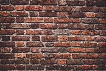 Old, weathered brick wall background