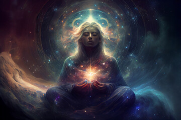 Spiritual Chakra Healing Meditation for more Energy - obrazy, fototapety, plakaty