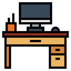 desk filled outline icon style