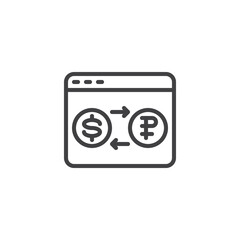 Online currency converter line icon