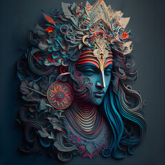 hindu lord shiva, colorful god shiva painting.