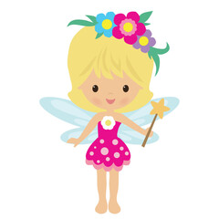 Pretty garden fairy vector cartoon illustration