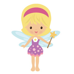 Pretty garden fairy vector cartoon illustration