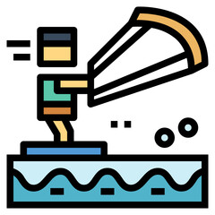 kitesurfing filled outline icon style