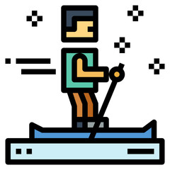 skiing filled outline icon style